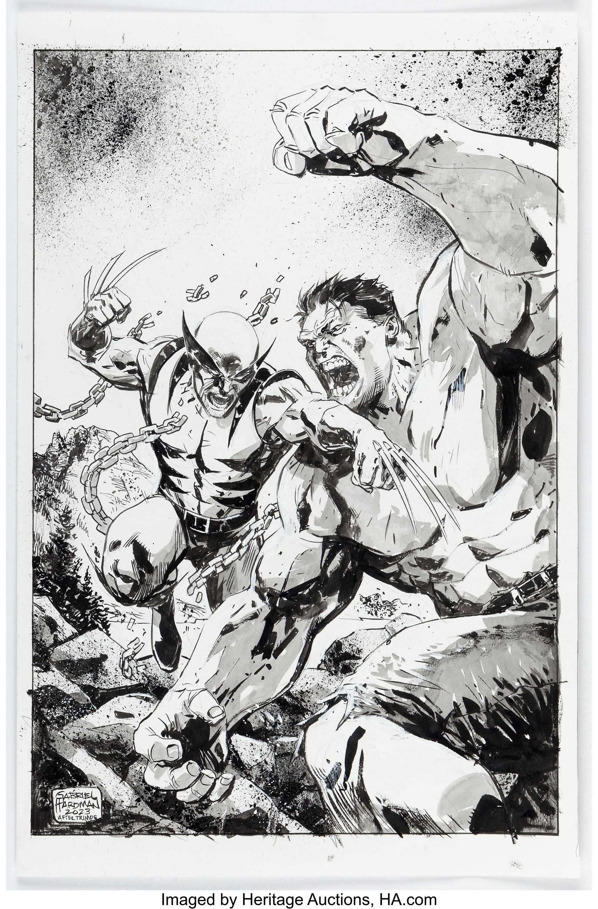 Gabriel Hardman - Hulk vs. Wolverine Illustration Original Art | Lot ...