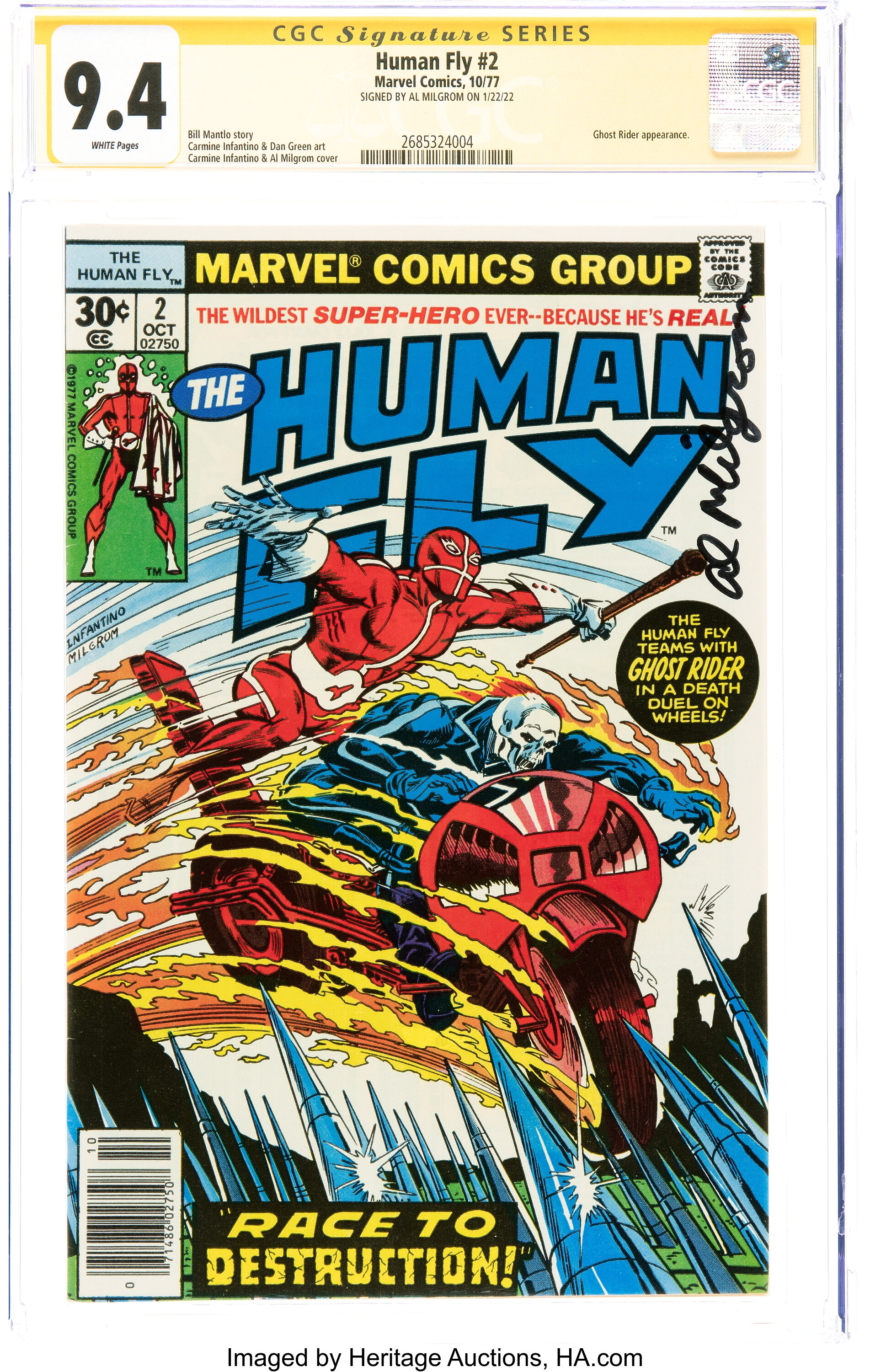 The <b>Human</b> Fly #2 Signature Series: Al Milgrom (Marvel, 1977) CGC NM Lot #11...