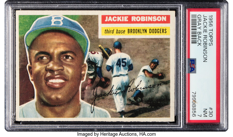 1956 Topps Jackie Robinson (Gray Back) #30 PSA NM 7