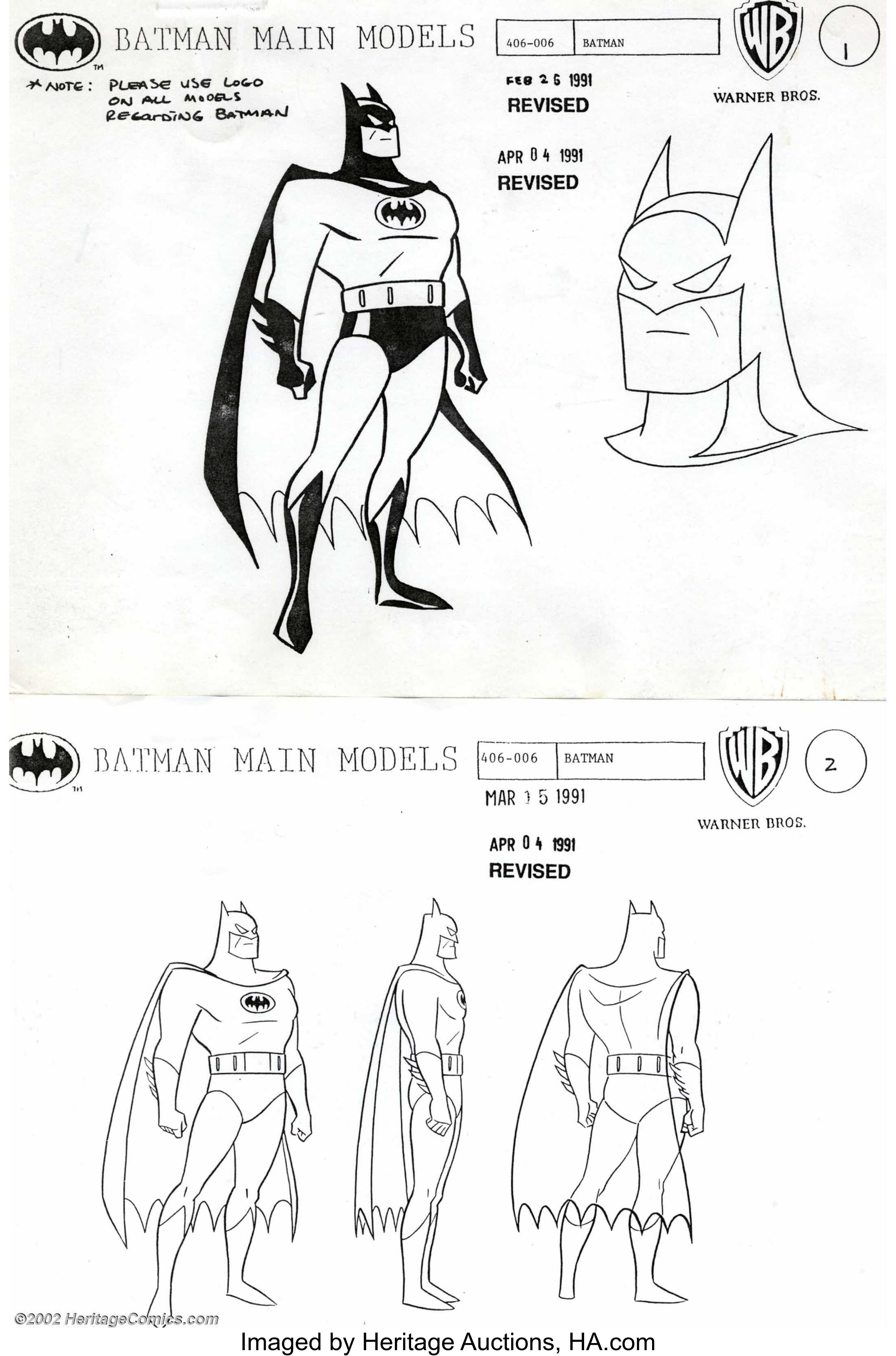 Batman: The Animated Series Model Sheets (1991). ... Memorabilia | Lot  #18225 | Heritage Auctions