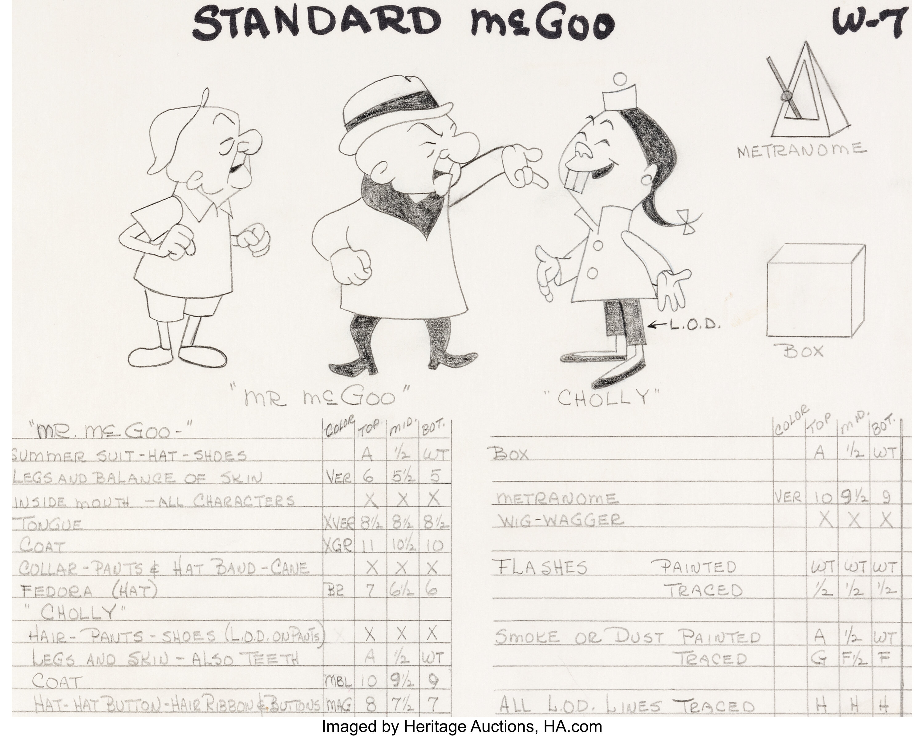 Mister Magoo Cholly and Mister Magoo Character Model Sheet (UPA, c ...