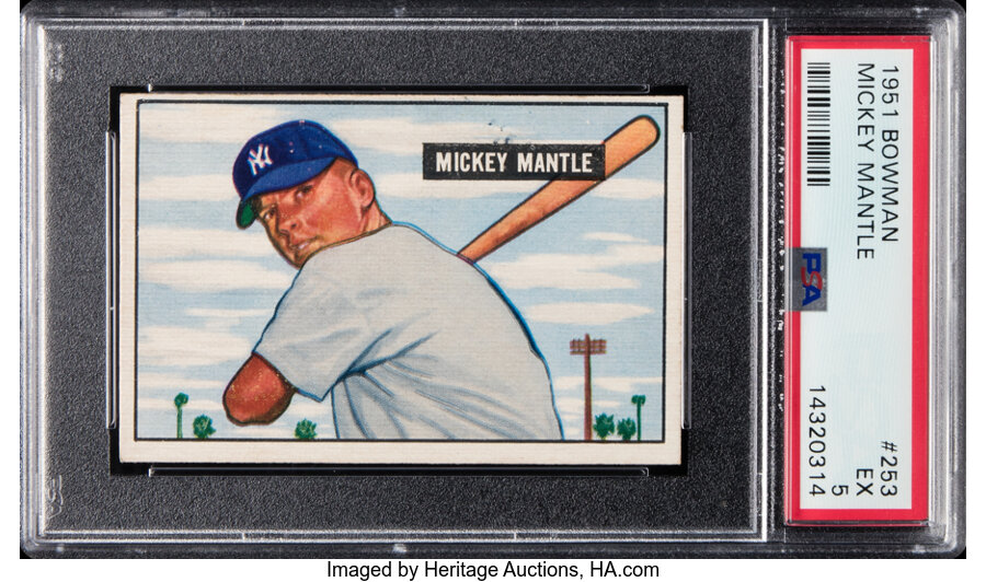 1951 Bowman Mickey Mantle Rookie #253 PSA EX 5