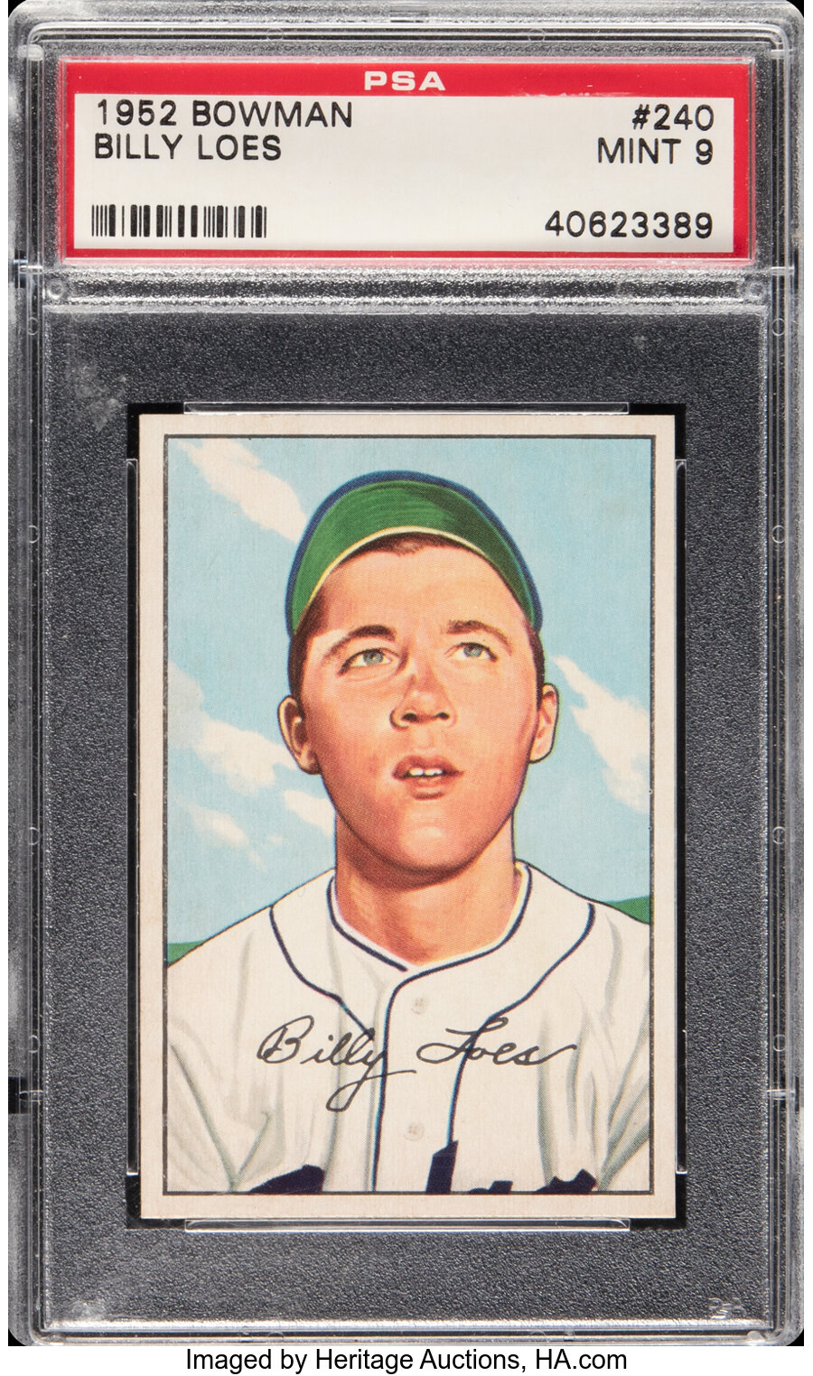 1952 Bowman Billy Loes Rookie #240 PSA Mint 9 - None Higher