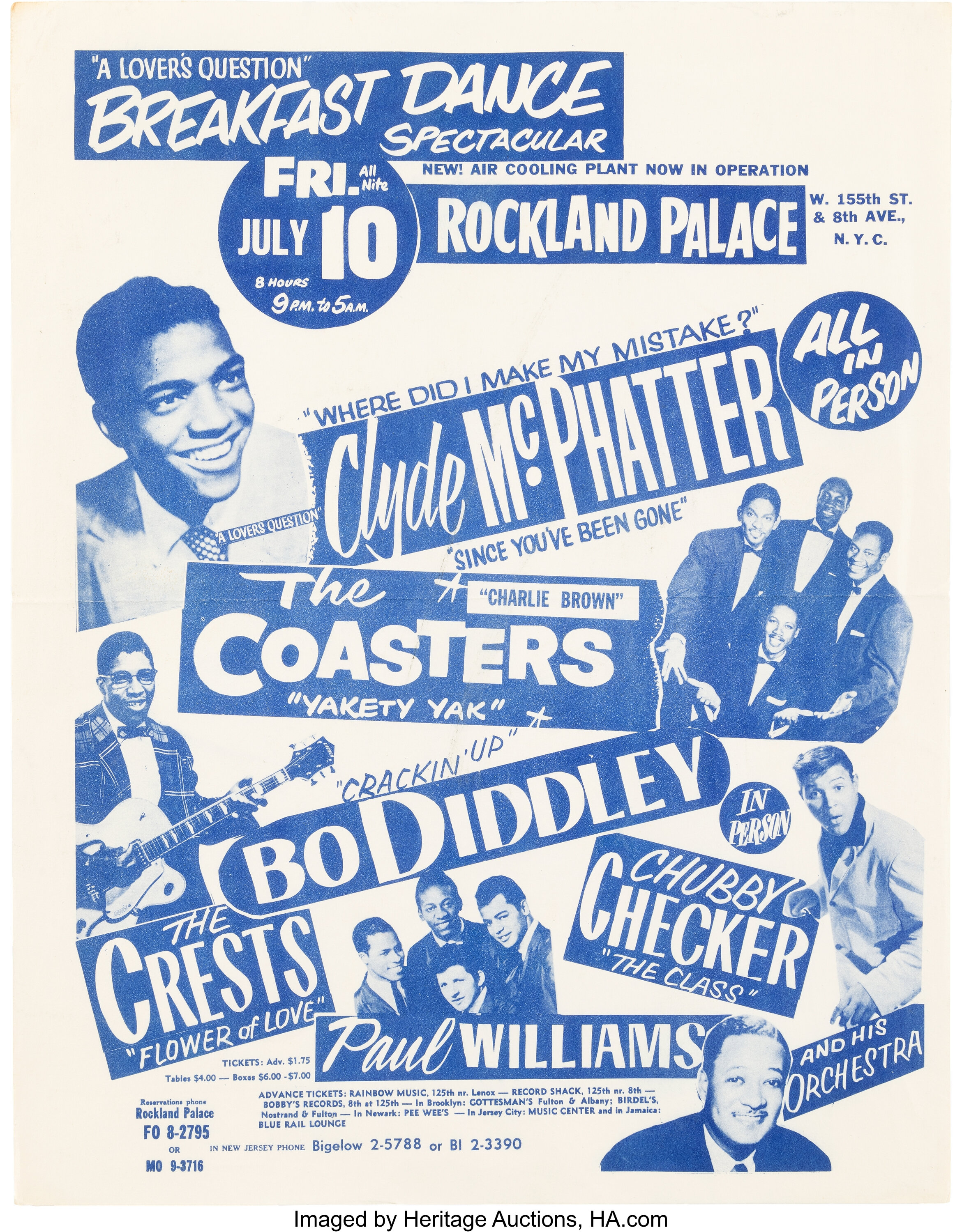 Bo Diddley, Coasters, Clyde McPhatter 1959 Harlem, New York City | Lot ...