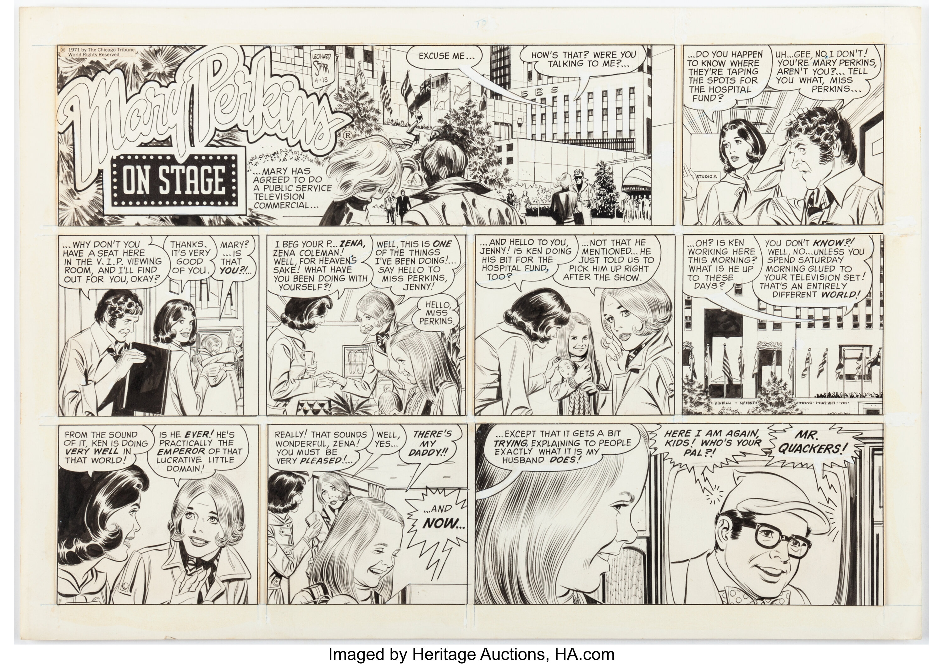 Leonard Starr Mary Perkins On Stage Sunday Comic Strip Original Art ...