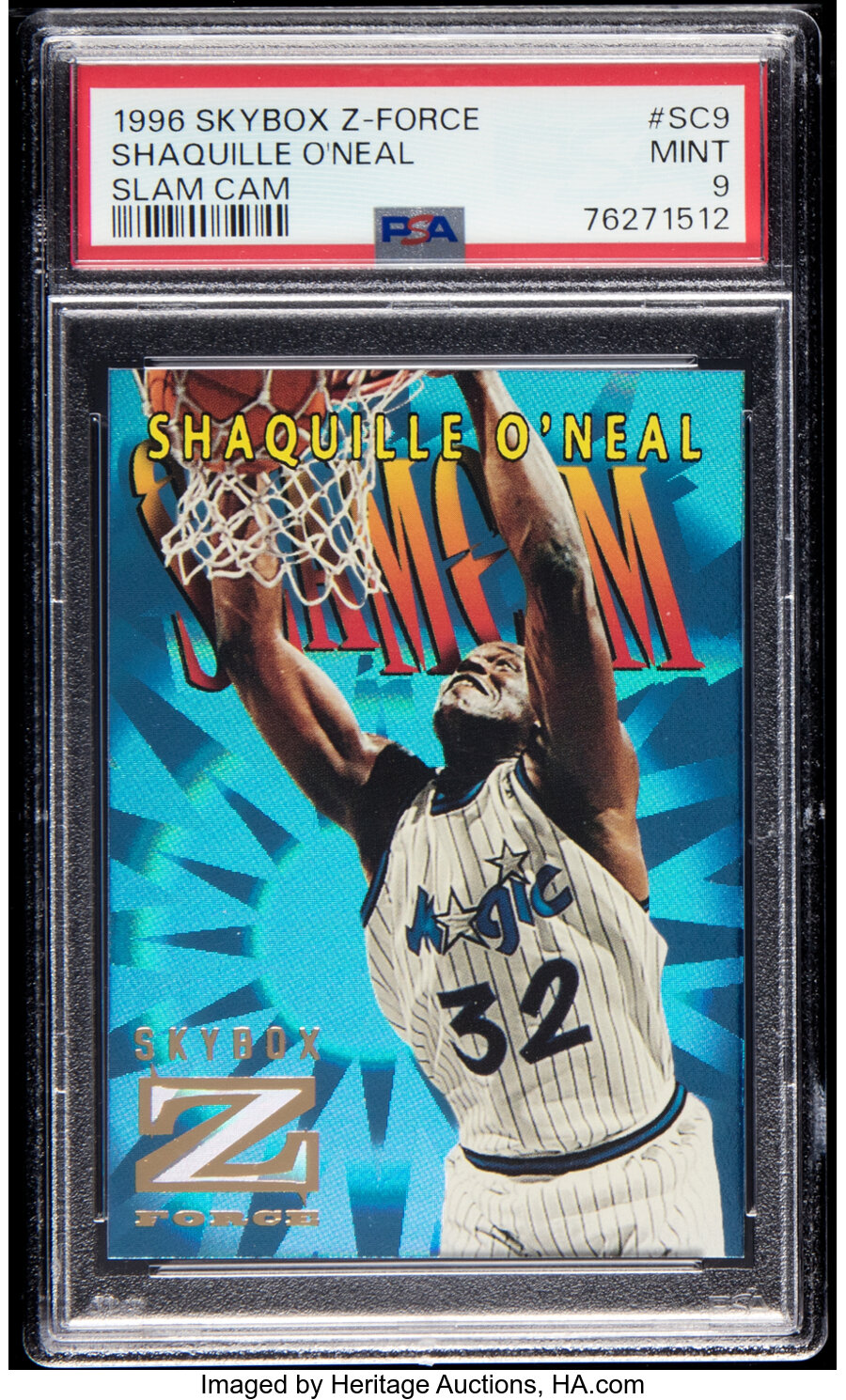 1996 Skybox Z-Force Shaquille O'Neal (Slam Cam) #SC9 PSA Mint 9