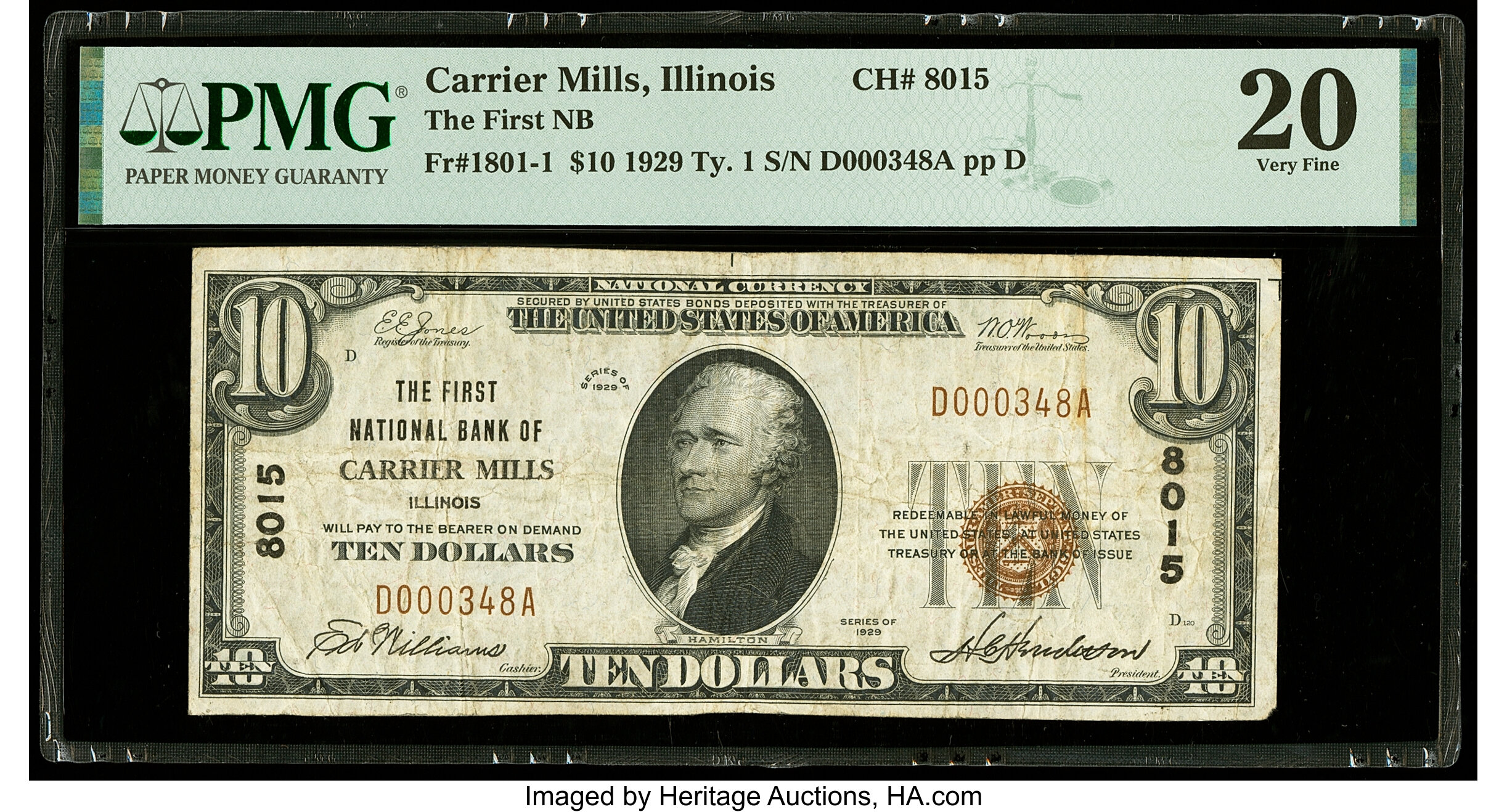 Carrier Mills, IL 10 1929 Ty. 1 The First National Bank Ch. Lot