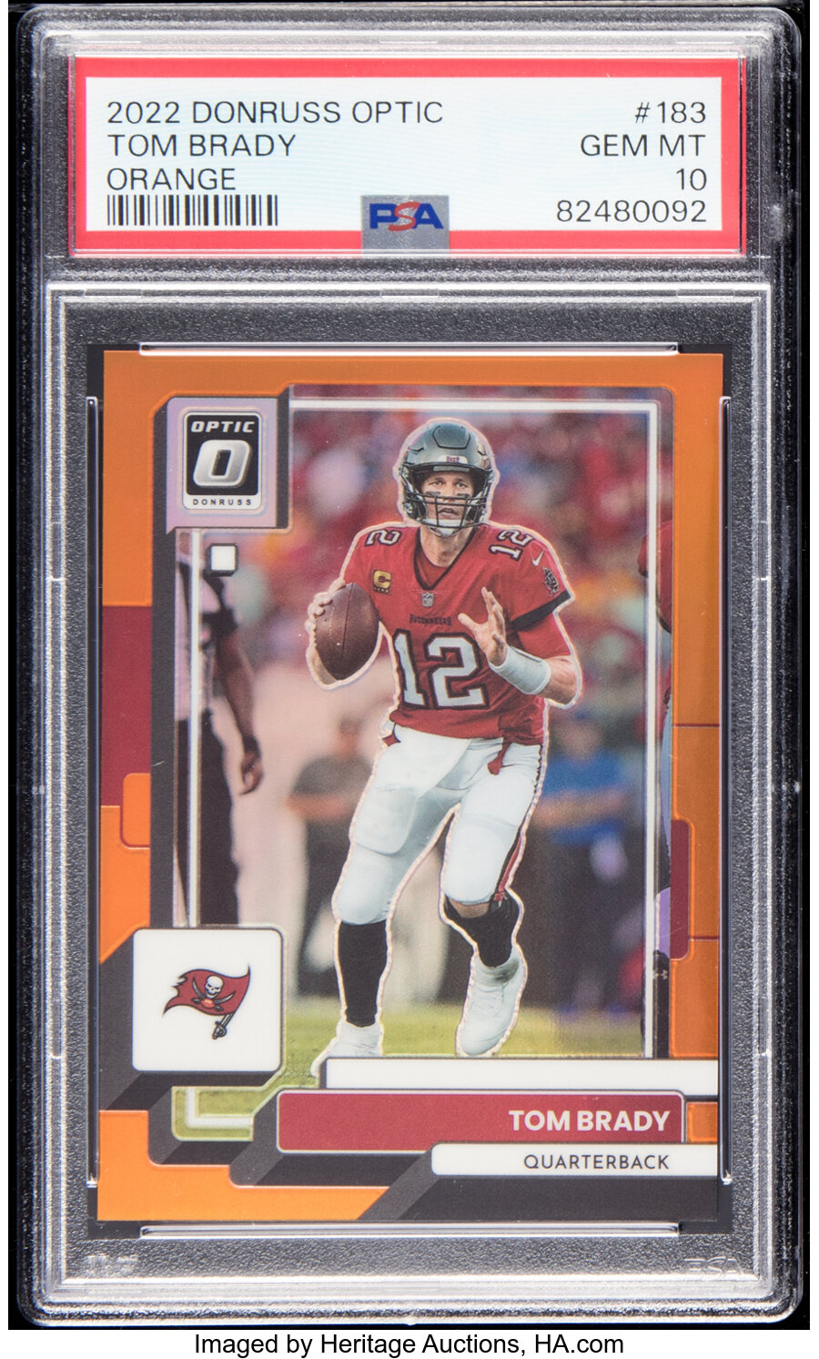 2022 Panini Donruss Optic Tom Brady (Orange) #183 PSA Gem Mint 10 - Serial #'d 10/199