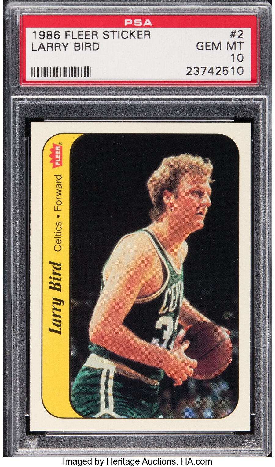 1986 Fleer Sticker Larry Bird #2 PSA Gem Mint 10