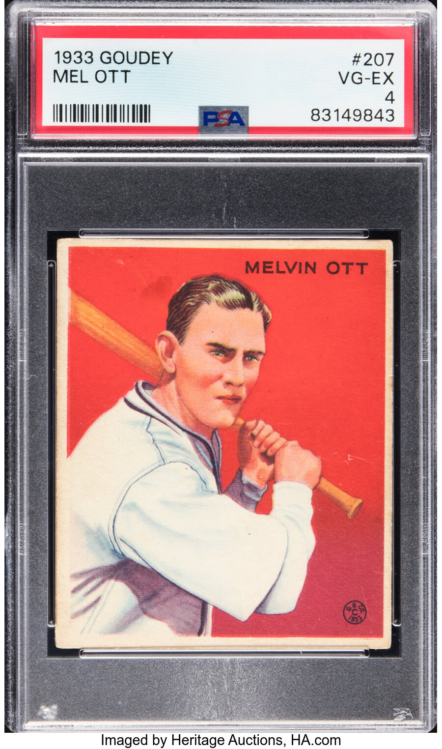 1933 Goudey Mel Ott #207 PSA VG-EX 4