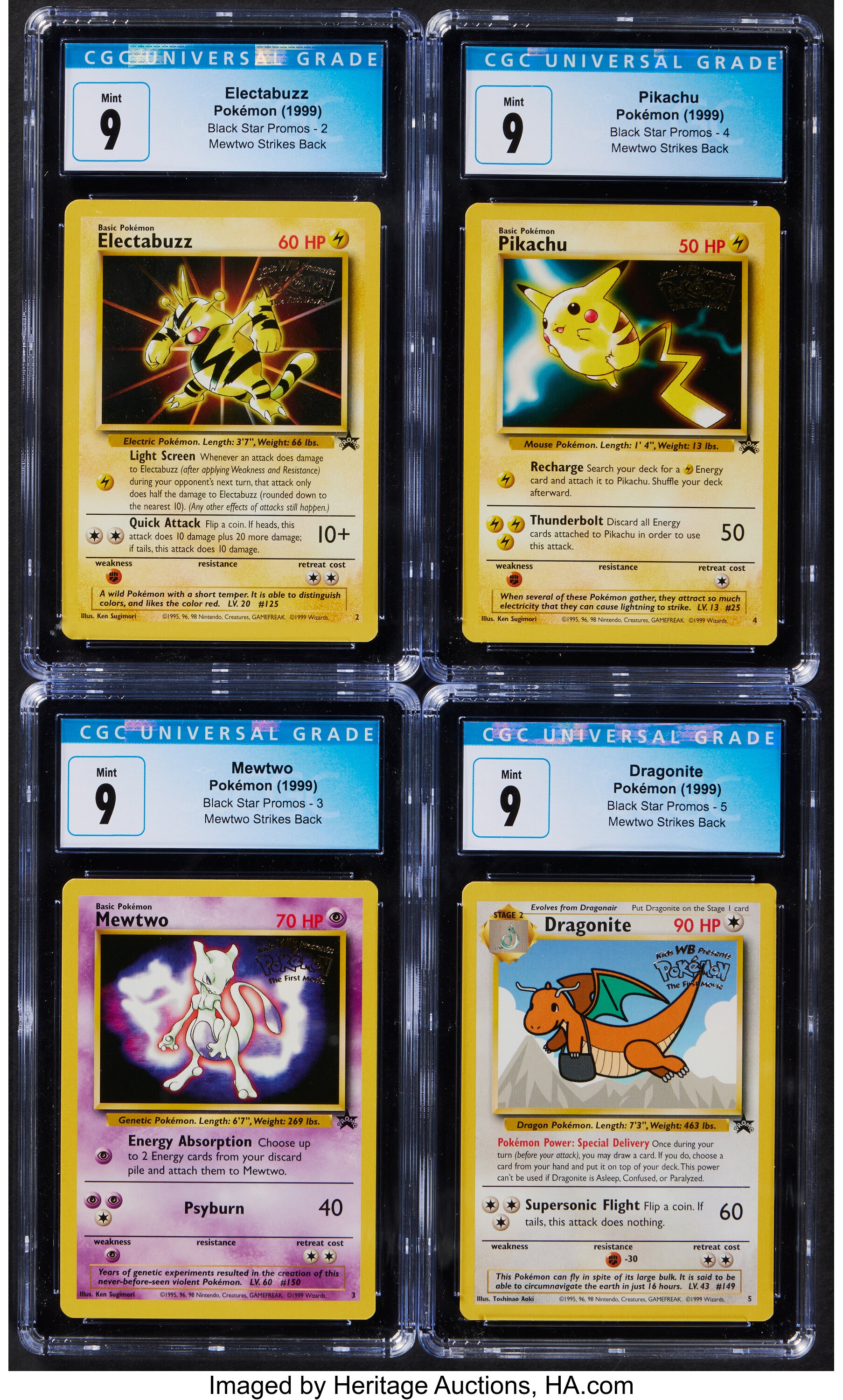 Pokémon Black Star Promo Group of 4 CGC Trading Card Game Mint 9 | Lot ...