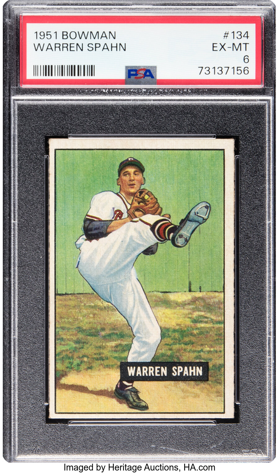 1951 Bowman Warren Spahn #134 PSA EX-MT 6