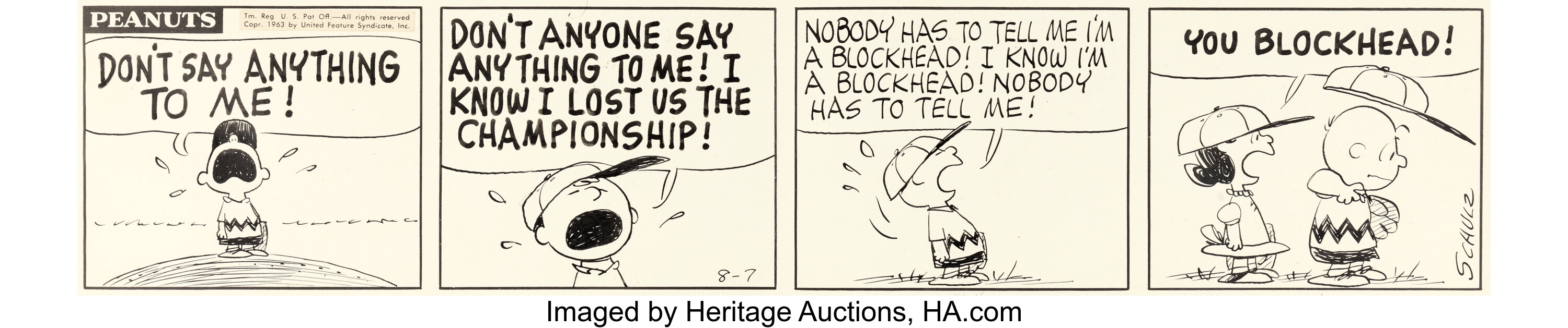 Charles Schulz Peanuts Daily Baseball-Themed Comic Strip Original Art