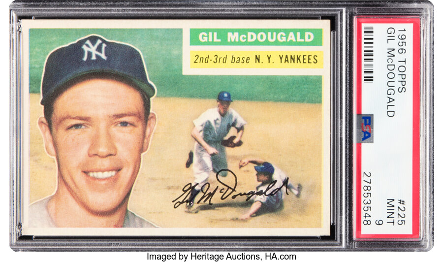 1956 Topps Gil McDougald #225 PSA Mint 9 - Only One Higher!