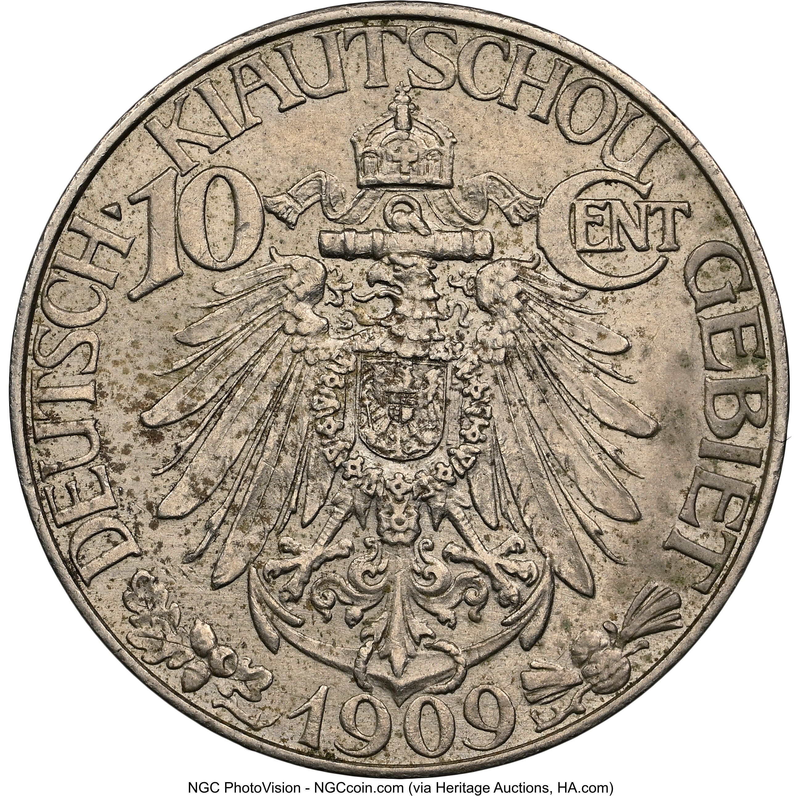 China: Kiau Chau. Wilhelm II 10 Cents 1909 MS63 NGC,... China Kiau ...