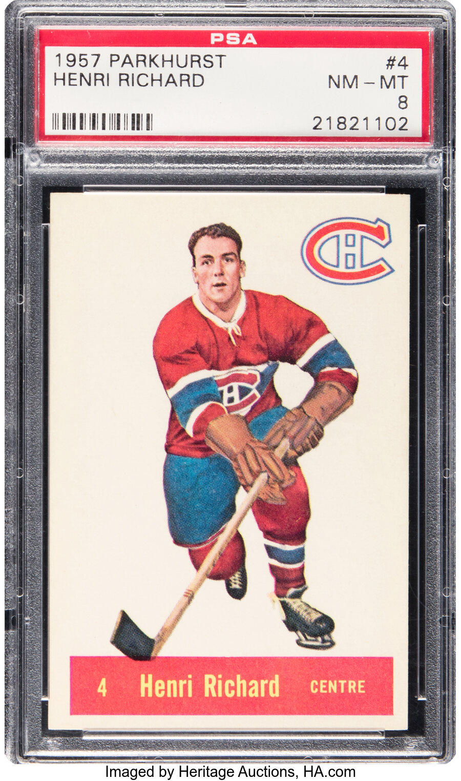 1957 Parkhurst Henri Richard Rookie #4 PSA NM-MT 8