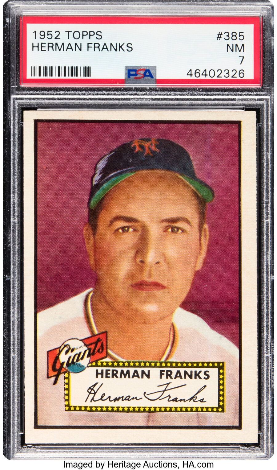 1952 Topps Herman Franks Rookie #385 PSA NM 7