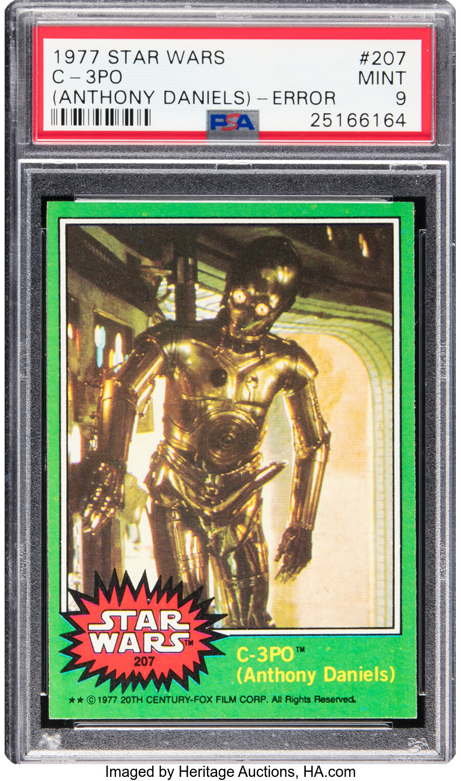 1977 Topps Star Wars "C-3PO (Anthony Daniels)" (Error) #207 PSA Mint 9