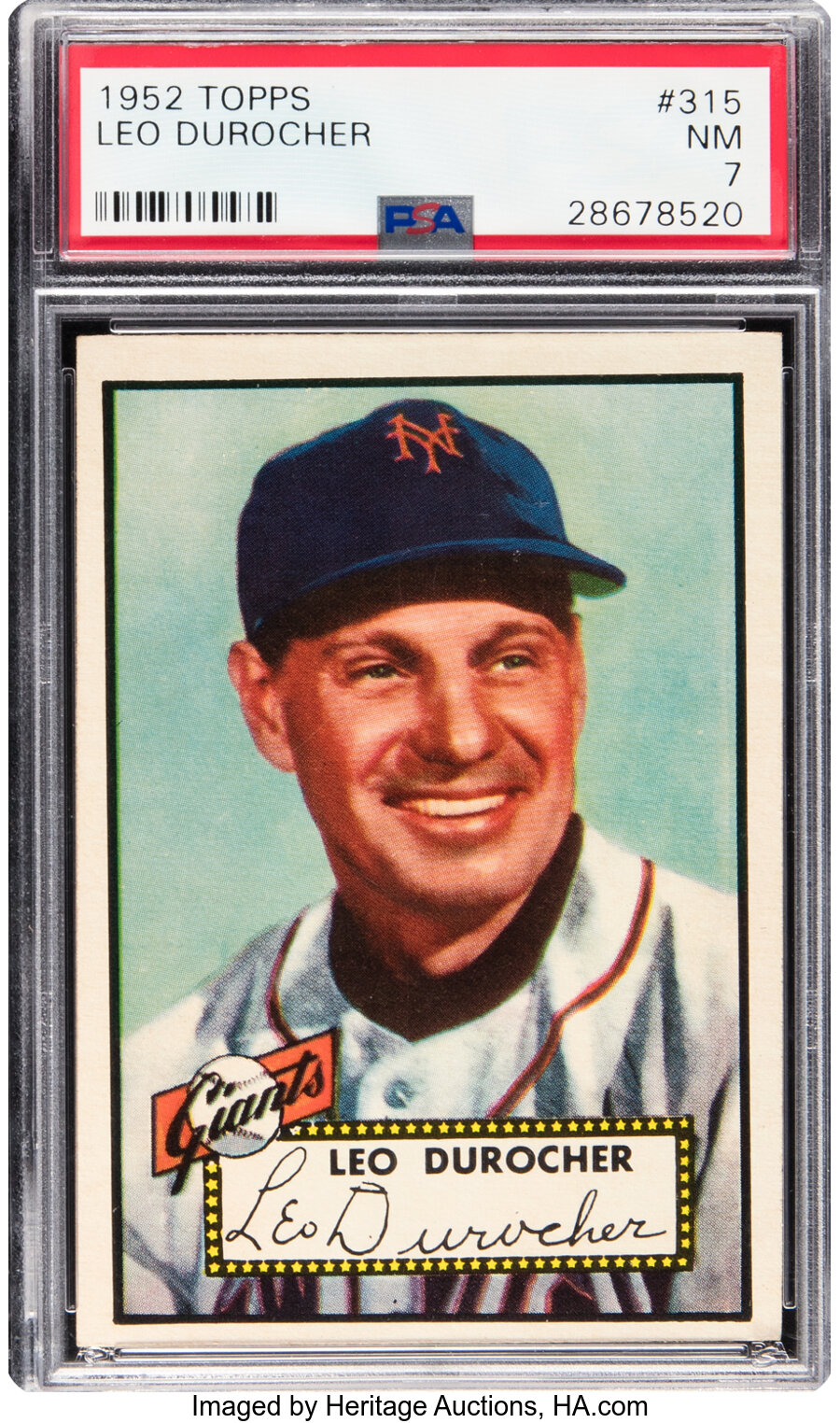 1952 Topps Leo Durocher #315 PSA NM 7