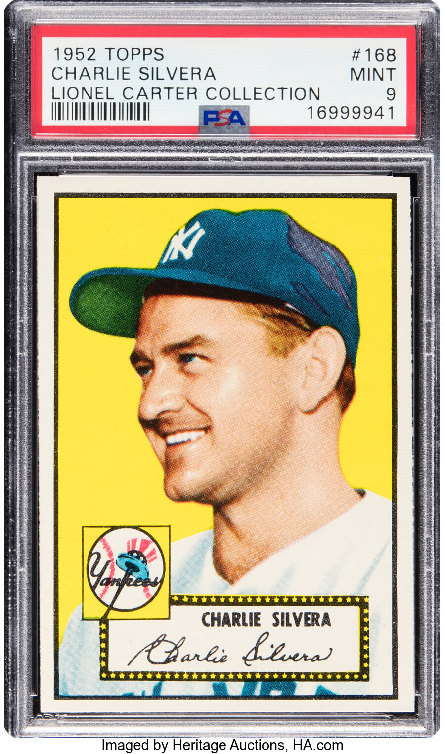 1952 Topps Charlie Silvera Rookie #168 PSA Mint 9 - None Higher!