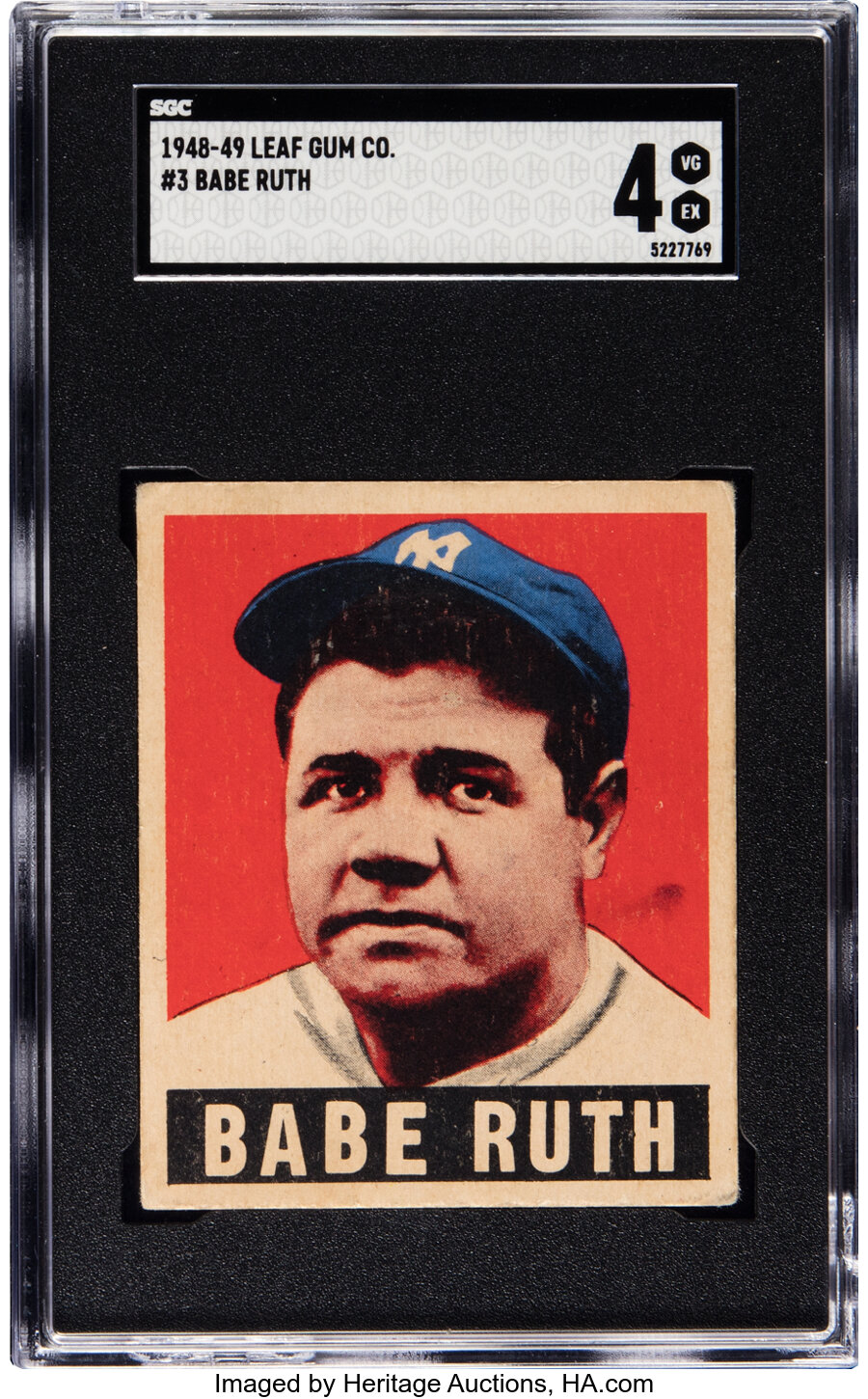 1948 Leaf Babe Ruth #3 SGC VG-EX 4