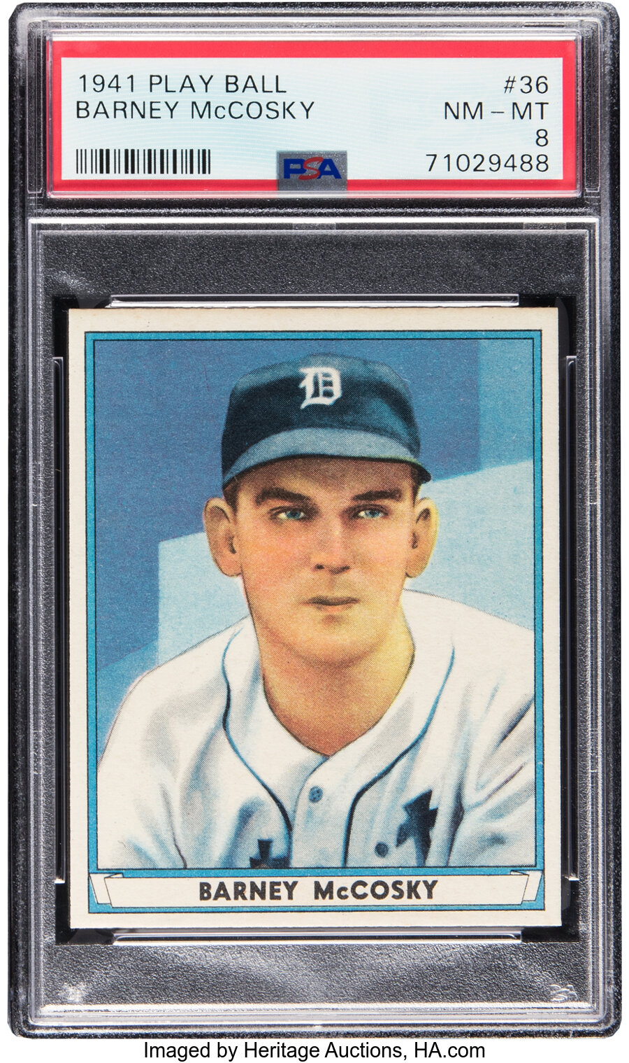 1941 Play Ball Barney McCosky #36 PSA NM-MT 8 - Three Higher!