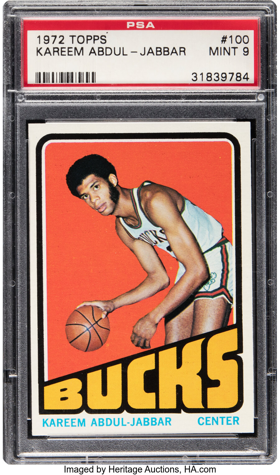 1972 Topps Kareem Abdul-Jabbar #100 PSA Mint 9