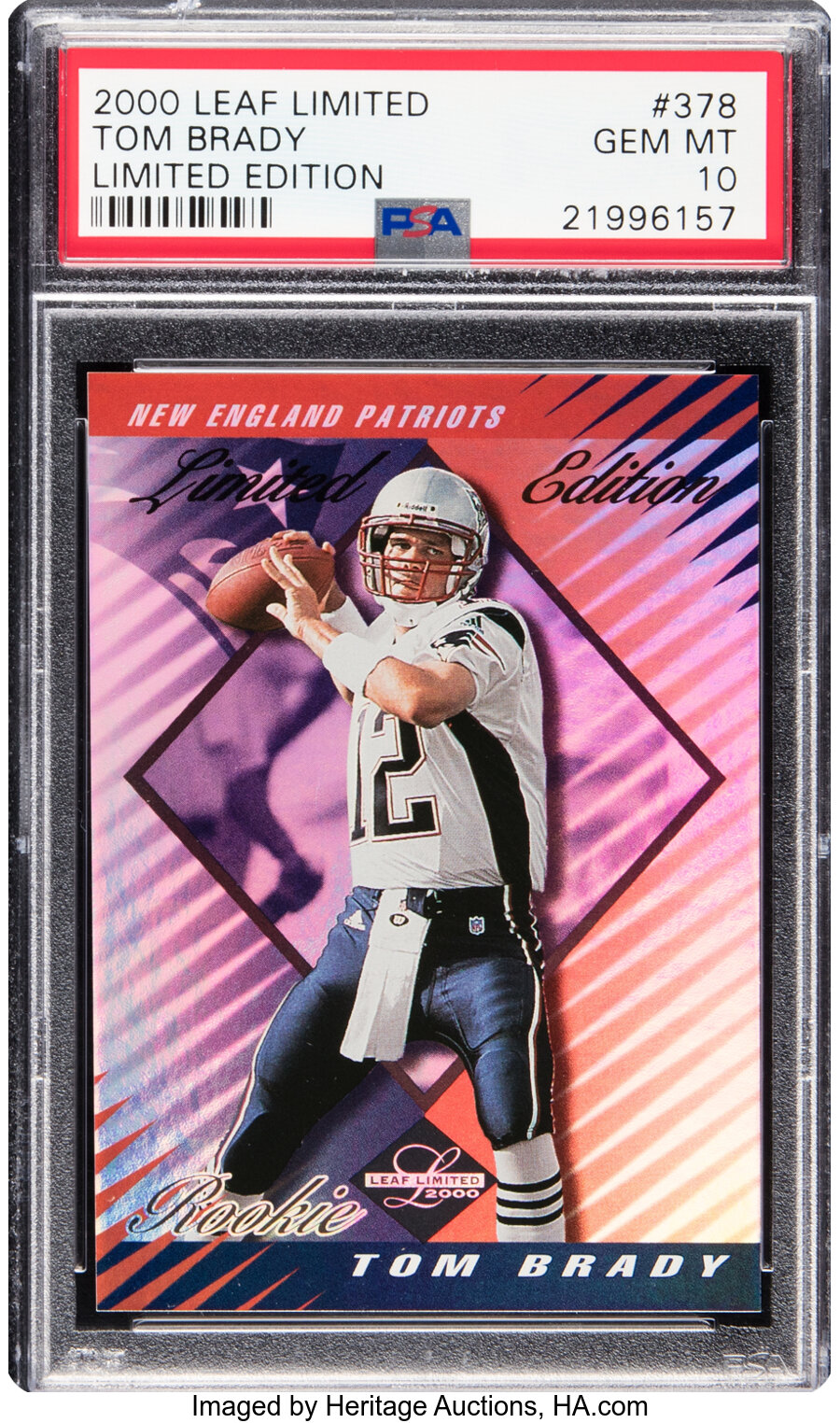 2000 Leaf Limited Tom Brady (Limited Edition) Rookie #378 PSA Gem Mint 10 - #'d 27/50