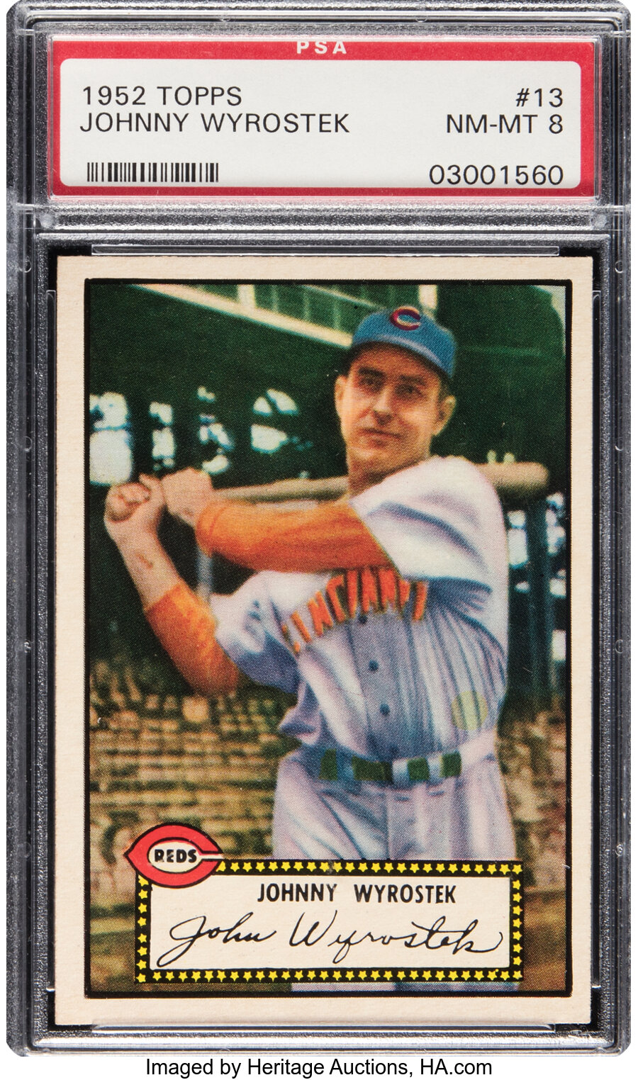 1952 Topps Johnny Wyrostek #13 PSA NM-MT 8 - Two Higher!