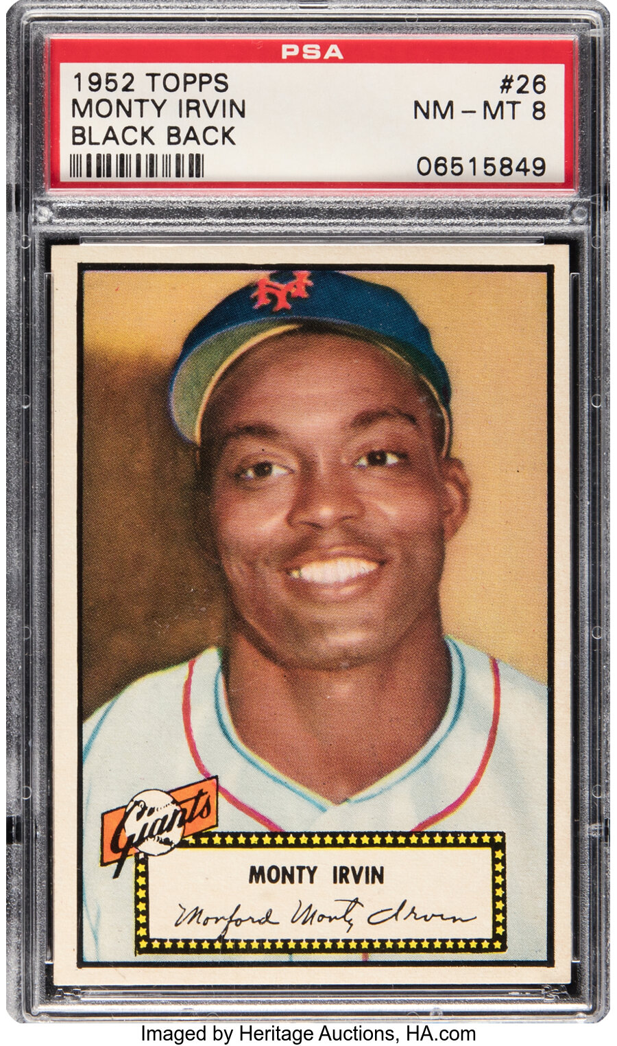 1952 Topps Monty Irvin (Black Back) #26 PSA NM-MT 8 - Five Higher!