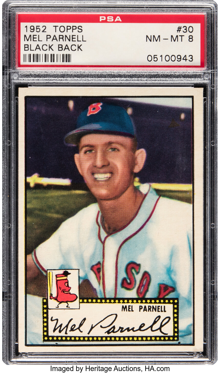 1952 Topps Mel Parnell (Black Back) #30 PSA NM-MT 8 - Three Higher!