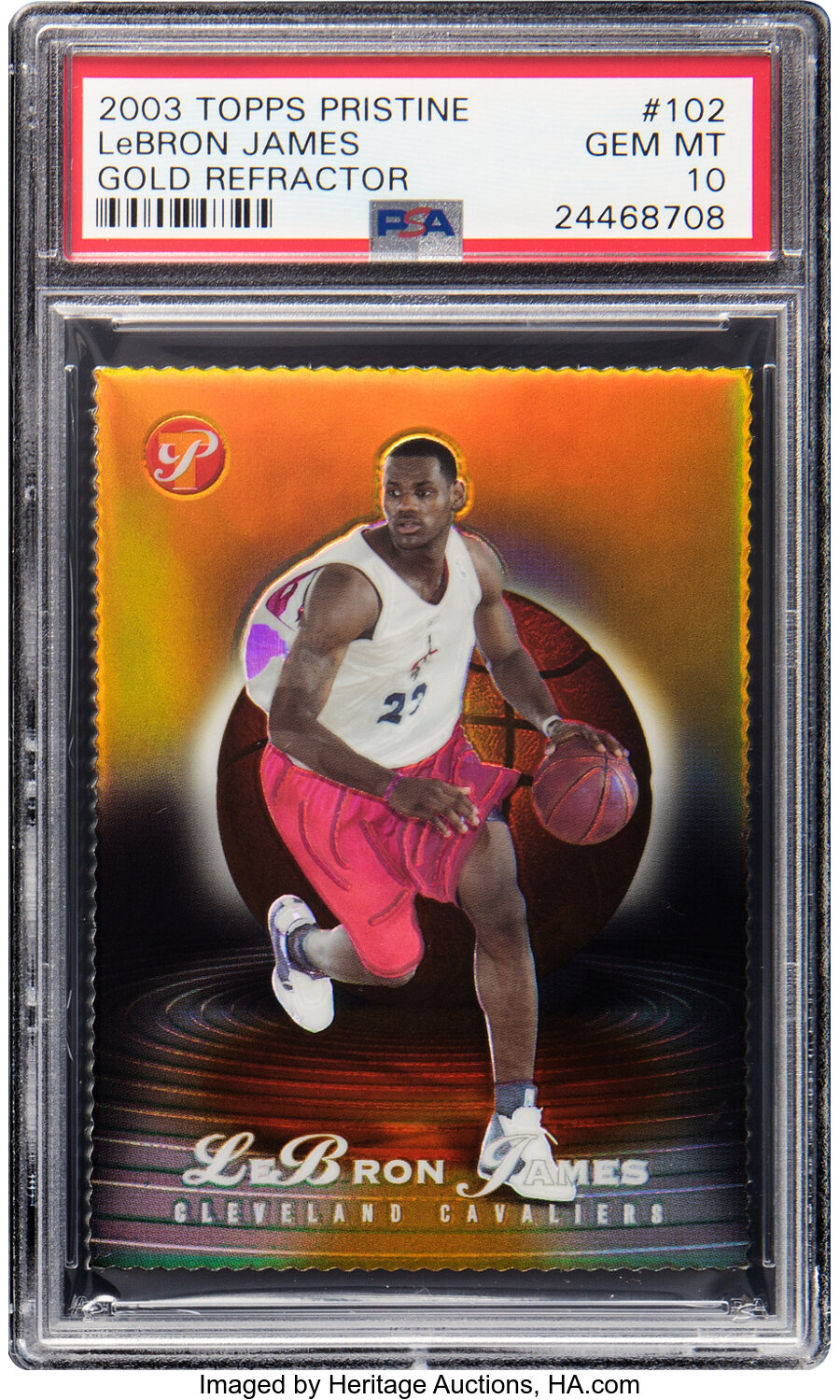 2003 Topps Pristine LeBron James (Gold Refractor) Rookie #102 PSA Gem Mint 10 - #'d 25/99 - Pop Two