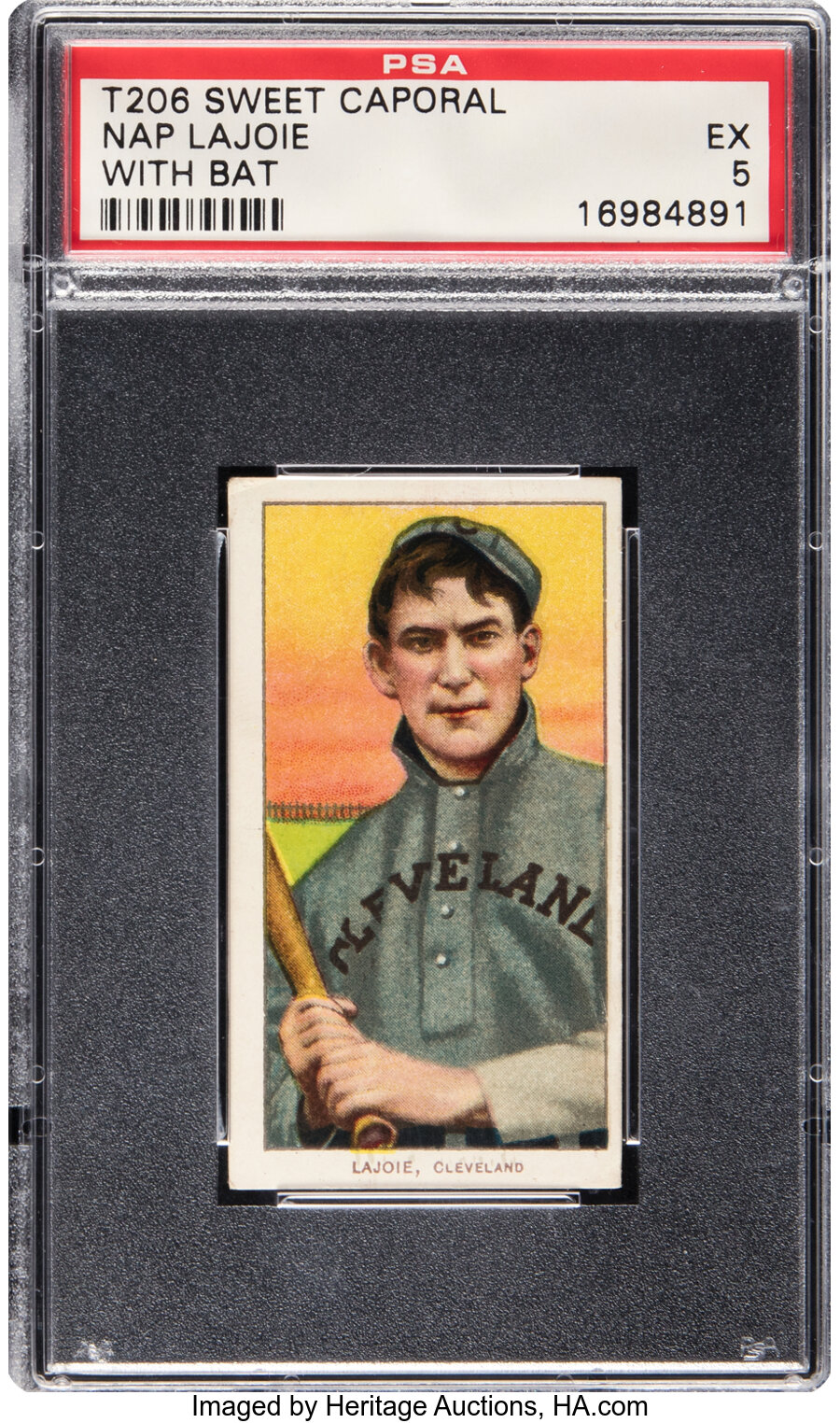 1909-11 T206 Sweet Caporal 350/25 Napoleon Lajoie (With Bat) PSA EX 5