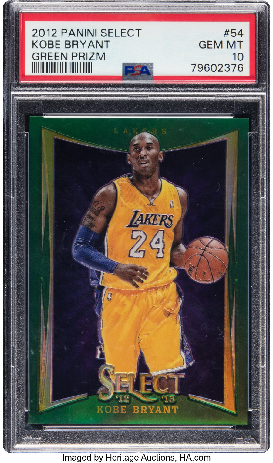 2012 Panini Select Kobe Bryant (Green Prizm) #54 PSA Gem Mint 10 - #'d 10/10!