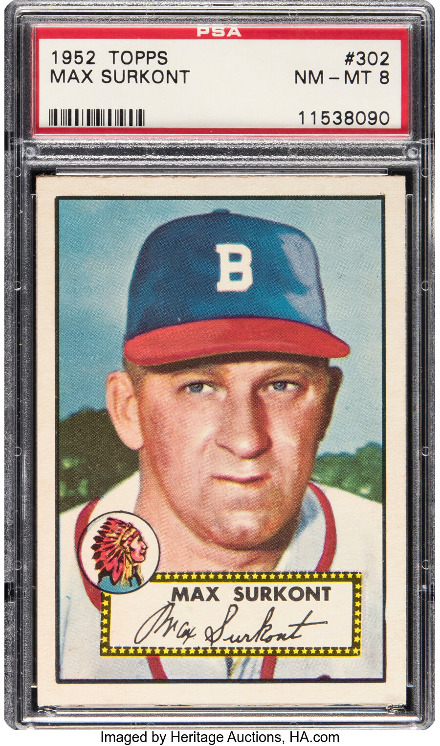 1952 Topps Max Surkont Rookie #302 PSA NM-MT 8