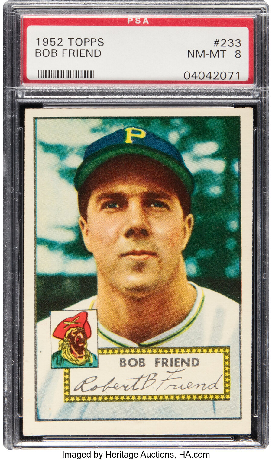 1952 Topps Bob Friend Rookie #233 PSA NM-MT 8 - Six Higher!