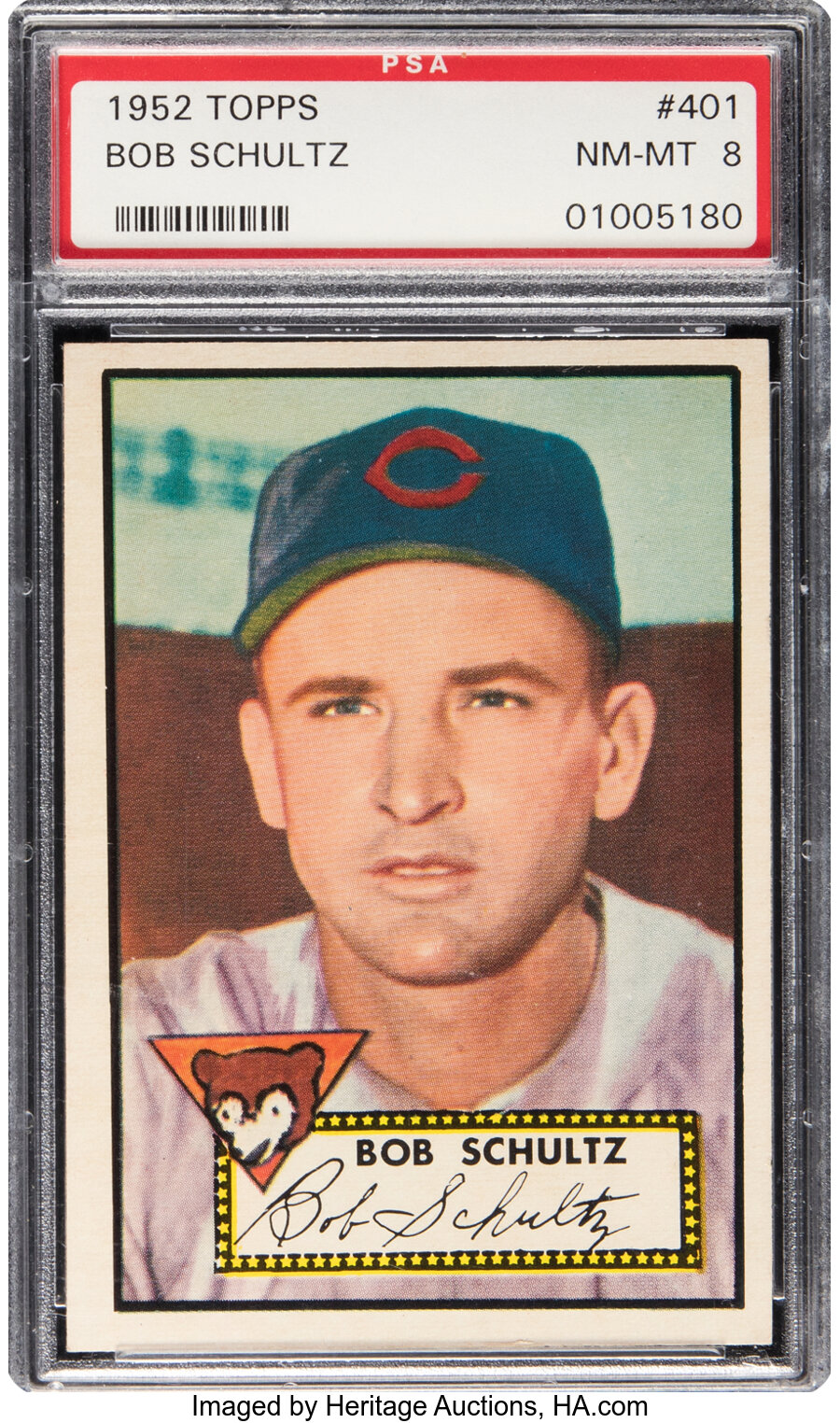 1952 Topps Bob Schultz Rookie #401 PSA NM-MT 8 - Six Higher!