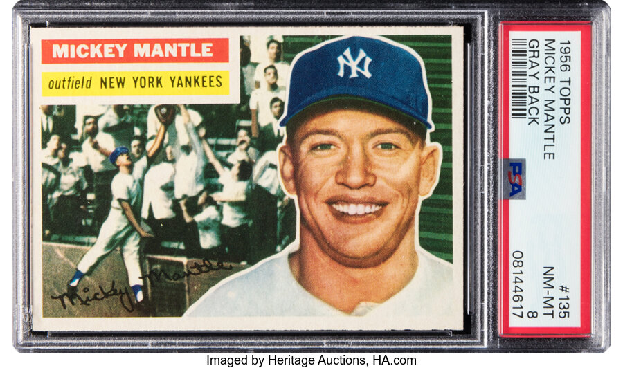 1956 Topps Mickey Mantle (Gray Back) #135 PSA NM-MT 8