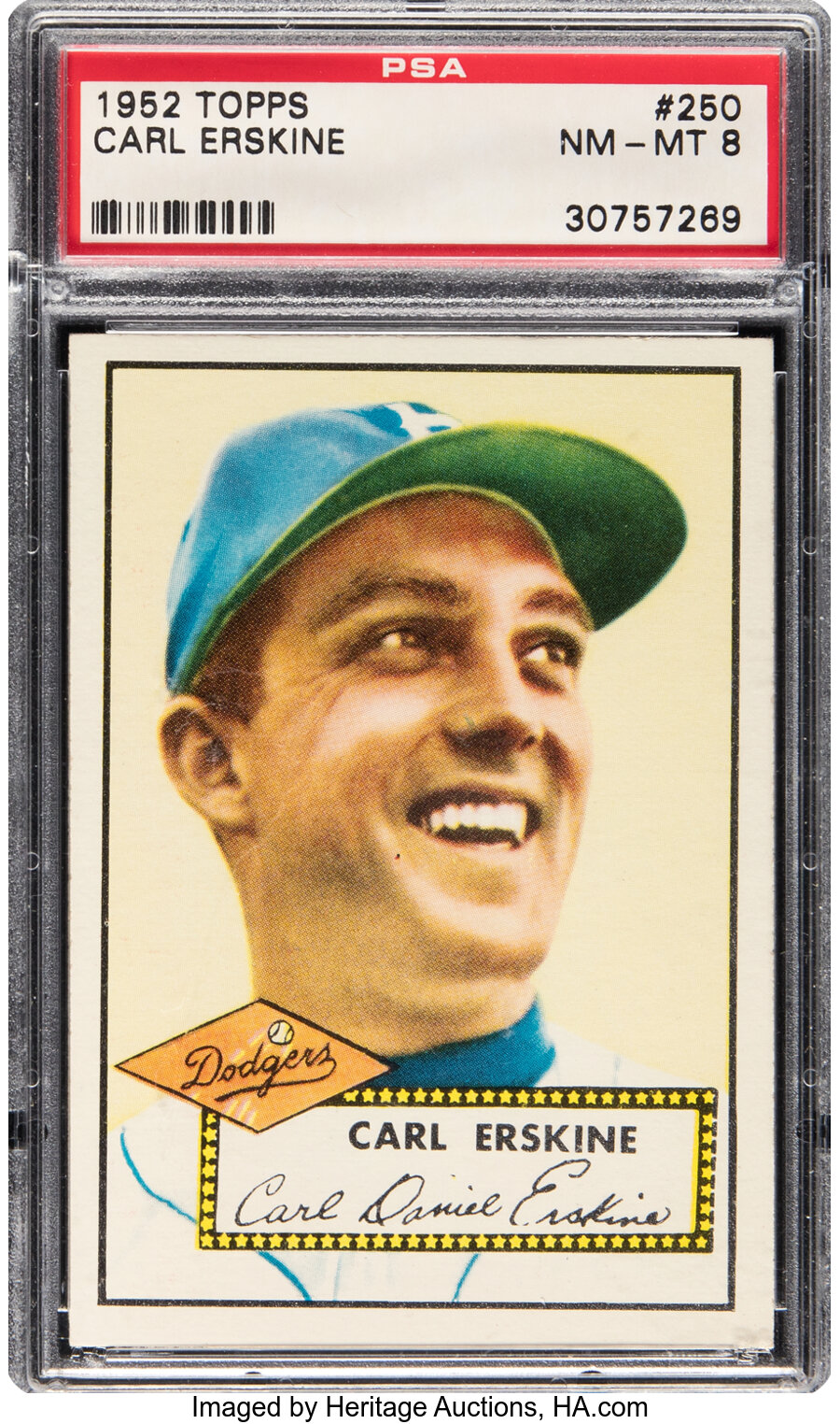 1952 Topps Carl Erskine #250 PSA NM-MT 8