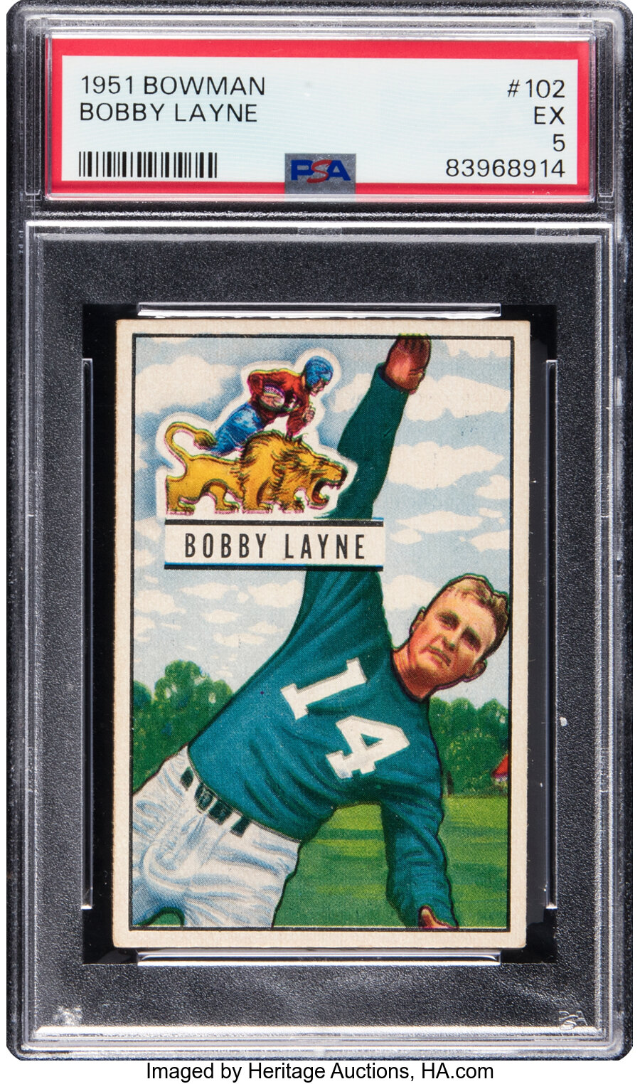 1951 Bowman Bobby Layne #102 PSA EX 5