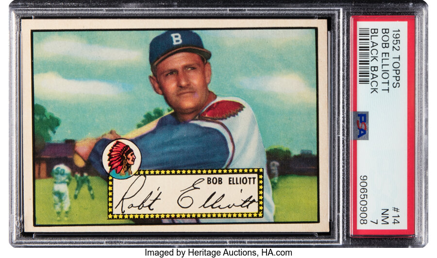 1952 Topps Bob Elliott (Black Back) #14 PSA NM 7