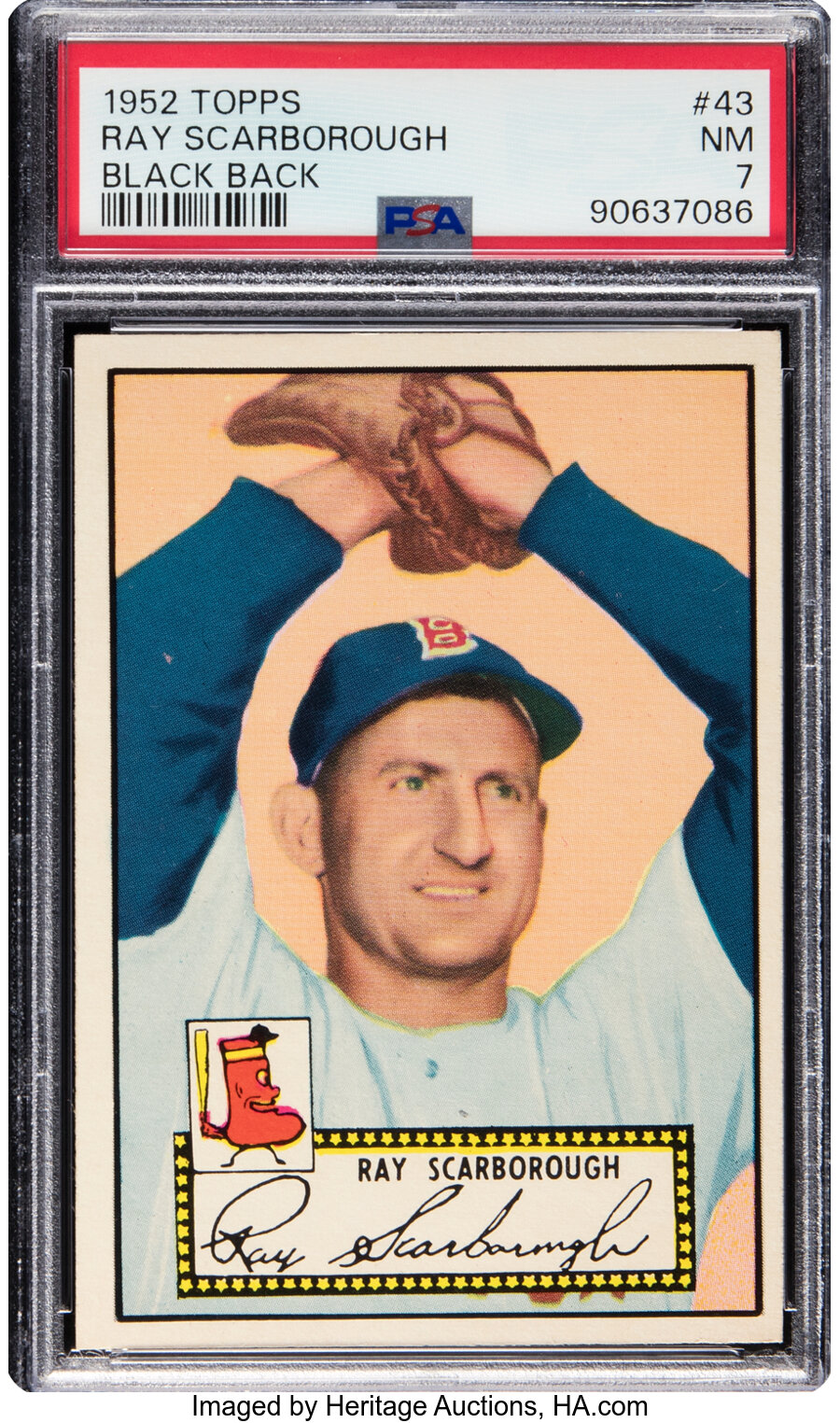 1952 Topps Ray Scarborough (Black Back) #43 PSA NM 7