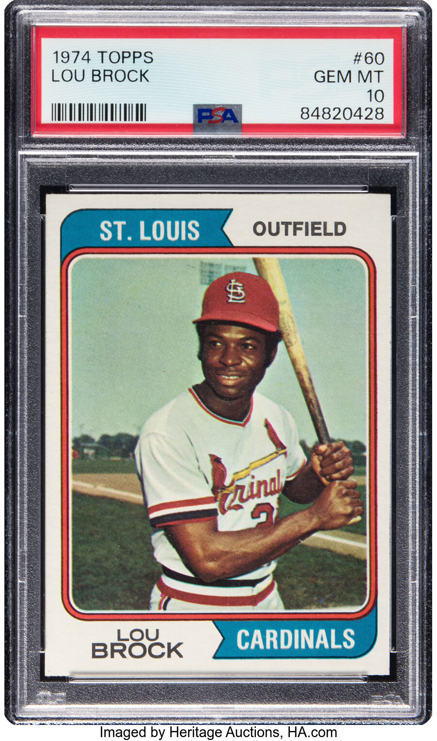 1974 Topps Lou Brock #60 PSA Gem Mint 10 - Pop 7