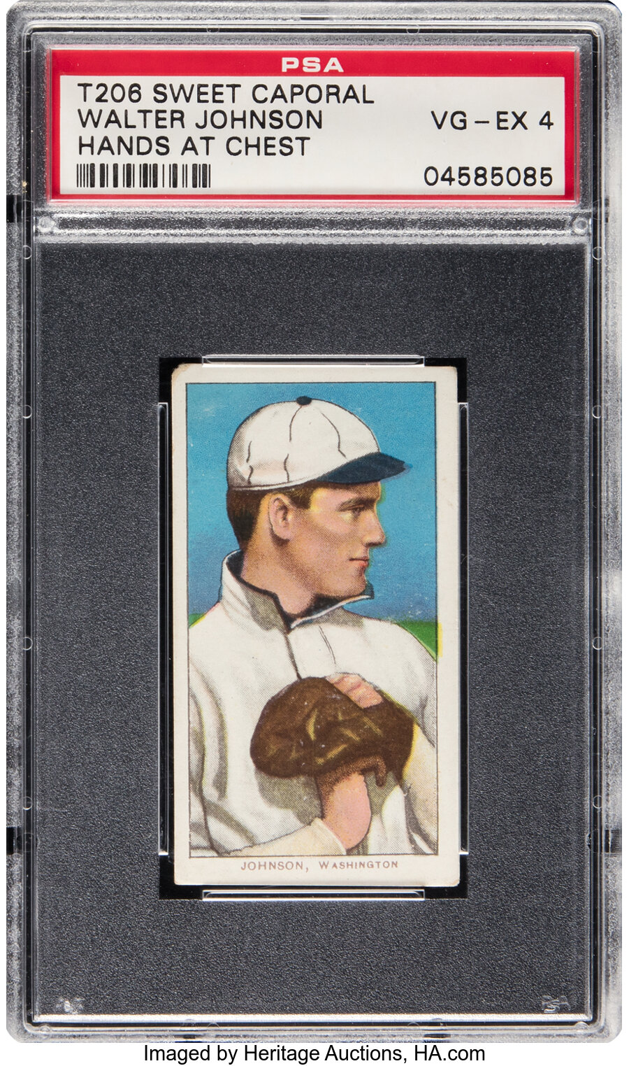 1909-11 T206 Sweet Caporal Walter Johnson (Hands At Chest) PSA VG-EX 4