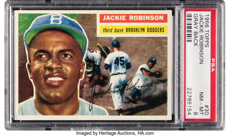 1956 Topps Jackie Robinson (Gray Back) #30 PSA NM/MT 8