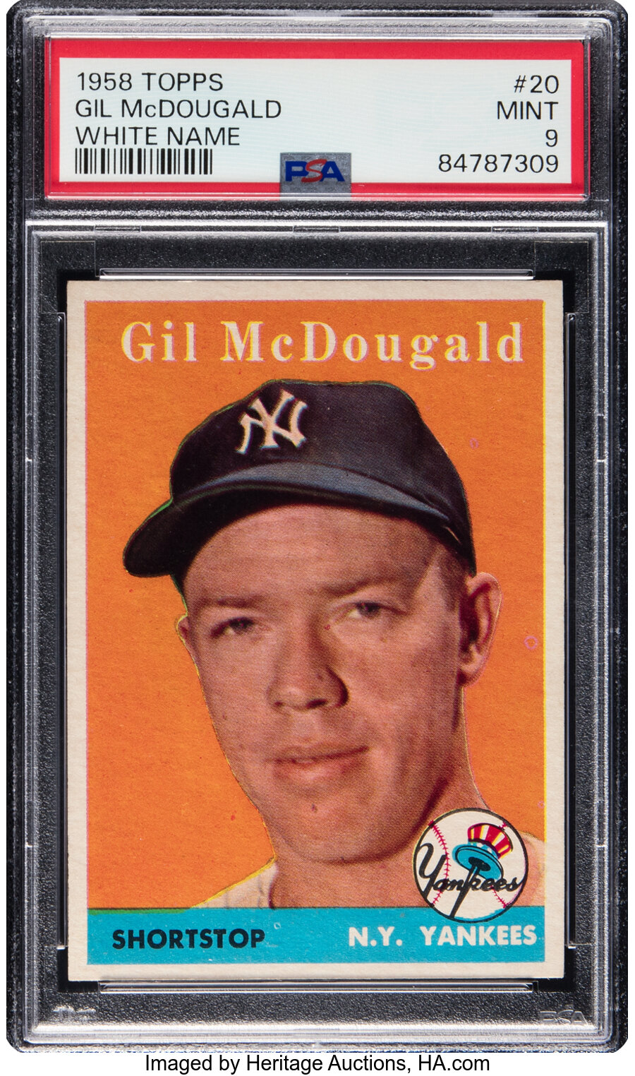 1958 Topps Gil McDougald (White Name) #20 PSA Mint 9