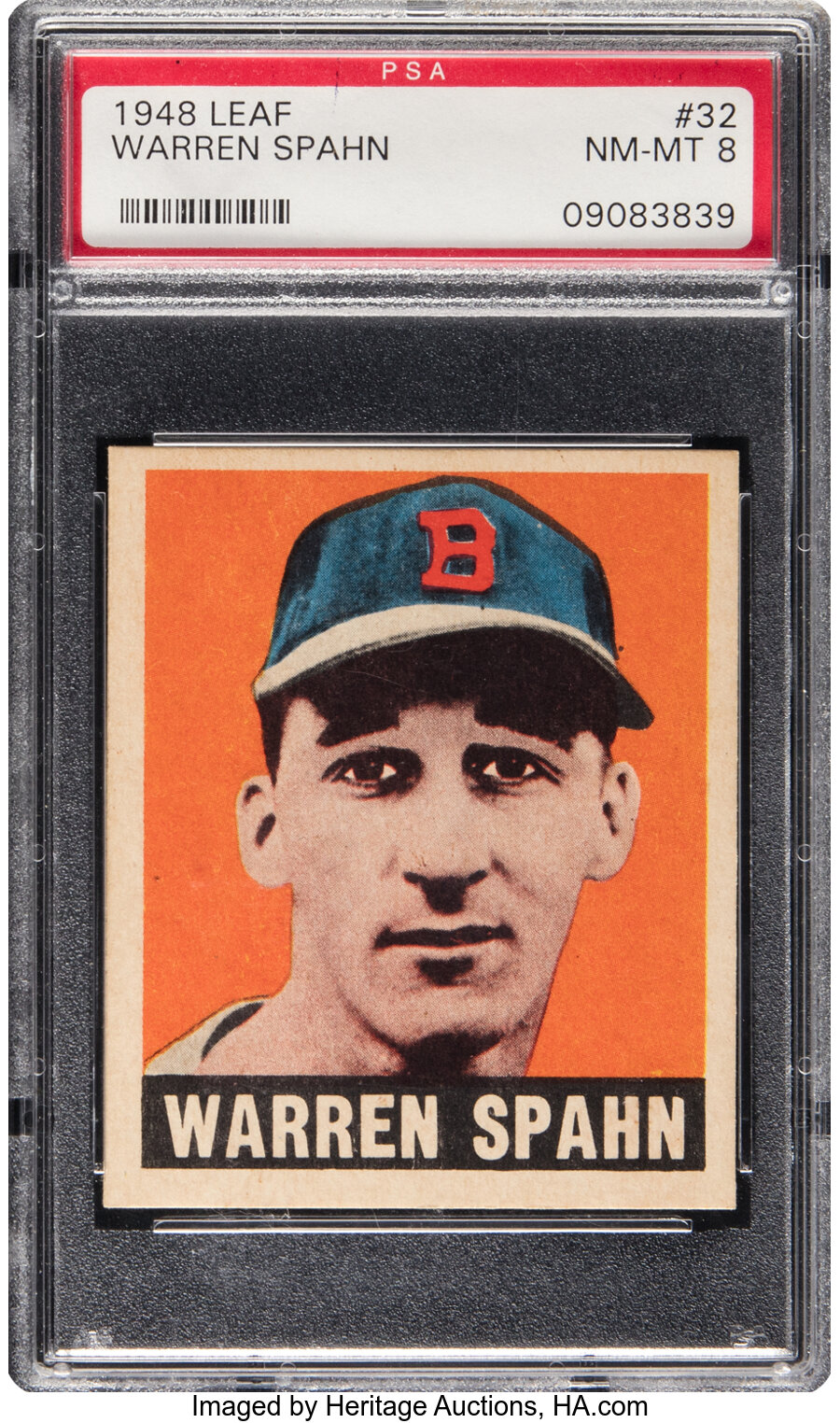 1948 Leaf Warren Spahn Rookie #32 PSA NM/MT 8