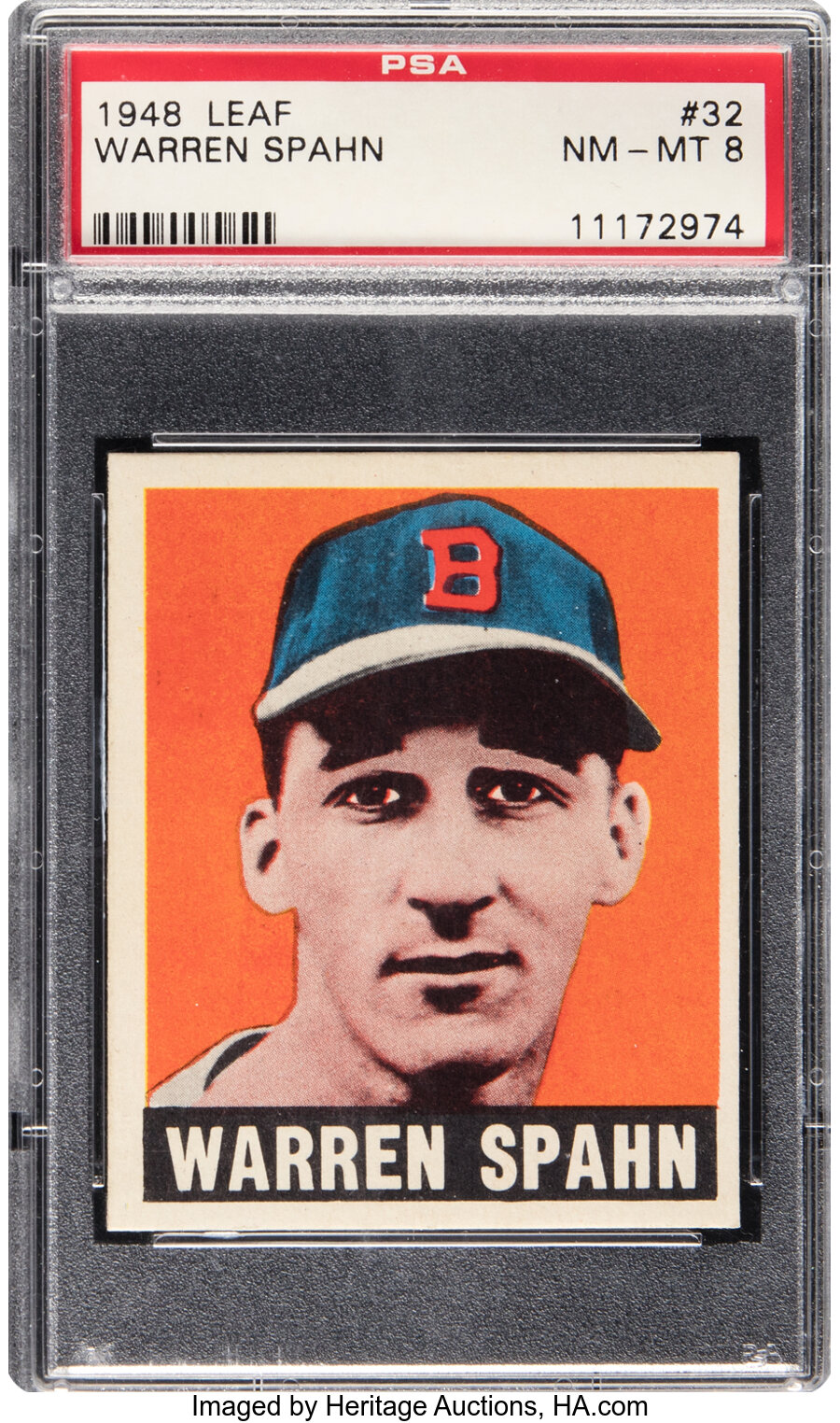 1948 Leaf Warren Spahn #32 PSA NM/MT 8