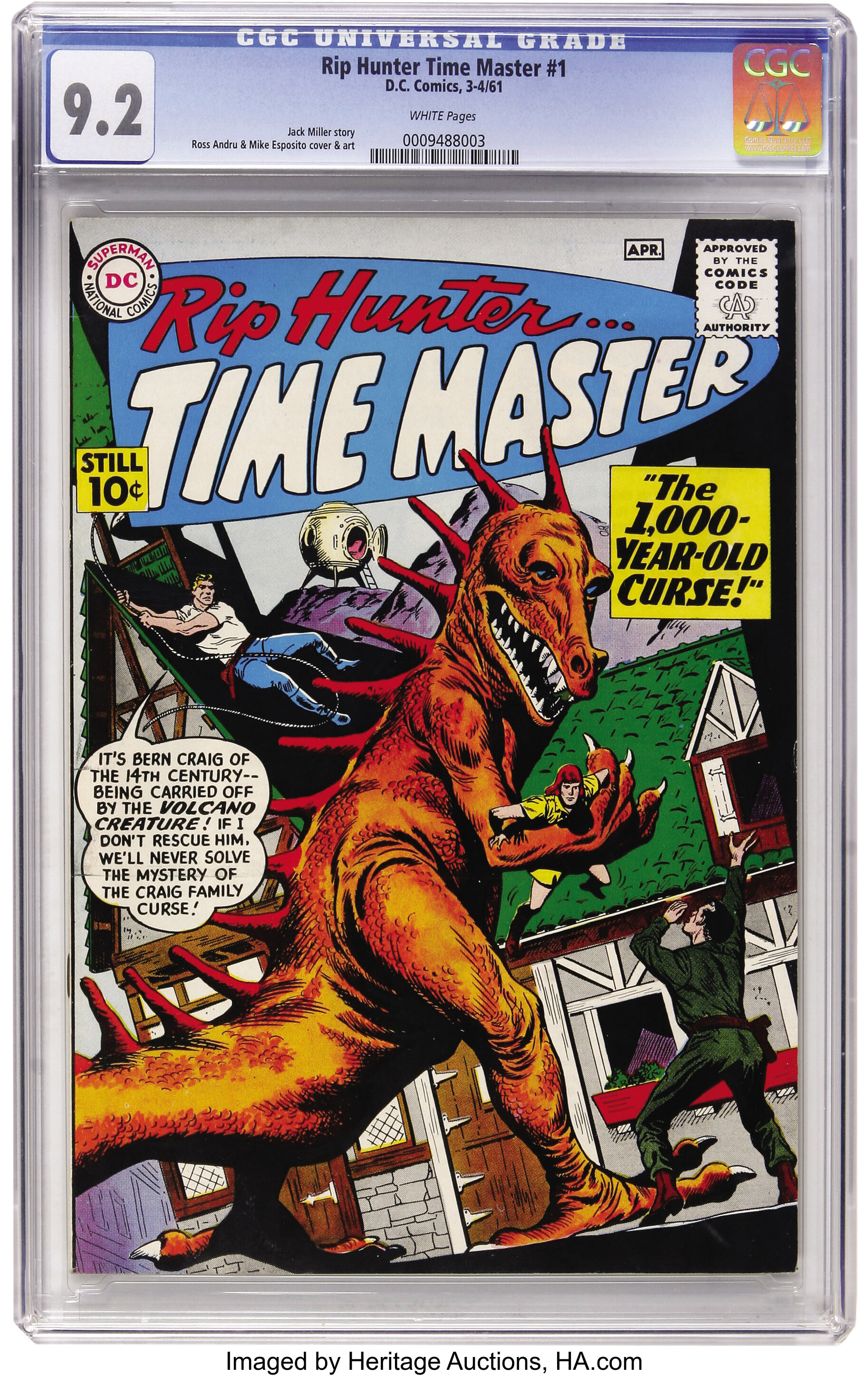 Rip Hunter Time Master 1 Dc 1961 Cgc Nm 9 2 White Pages Lot 43451 Heritage Auctions