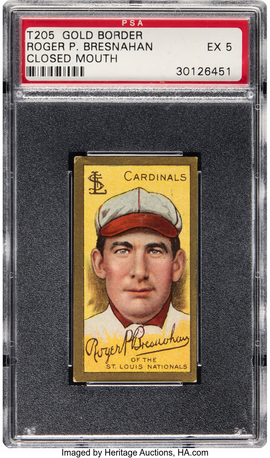 1911 T205 Piedmont Roger P. Bresnahan (Closed Mouth) PSA EX 5